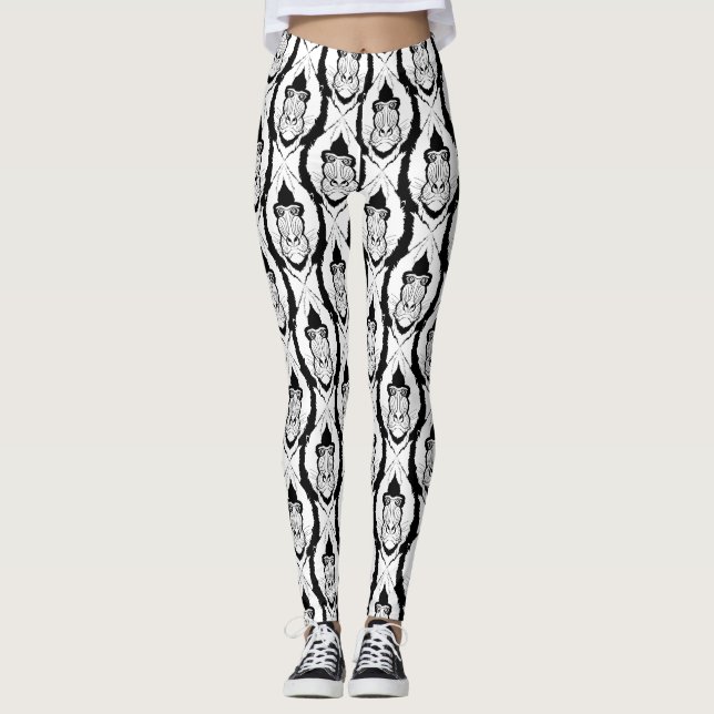 a pattern with a mandrill head leggings (Front)