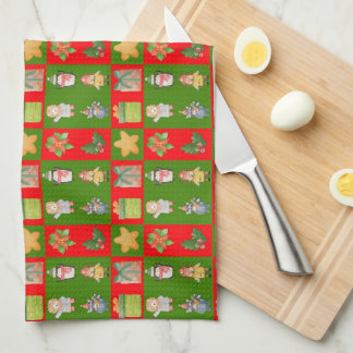 A pattern with Christmas drawings Tea Towel