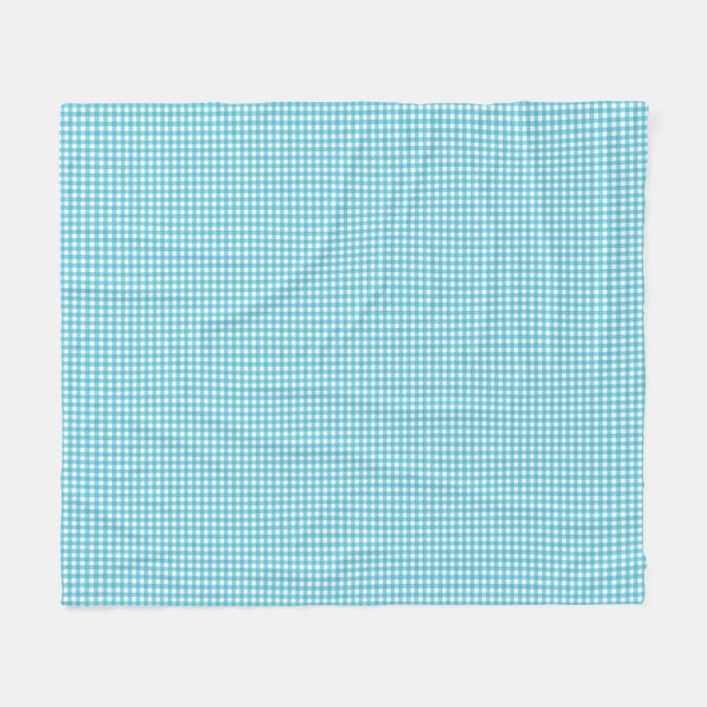 A patterned fabric with a blue and white gingham  fleece blanket (Front (Horizontal))