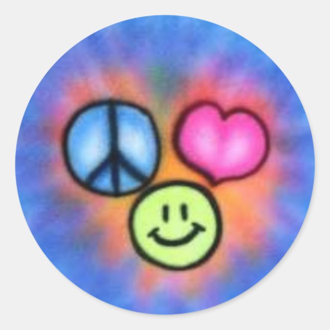 a-peace_love_happiness classic round sticker (Front)