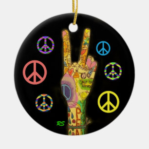 A Peaceful Theme - Peace Sign Ceramic Tree Decoration