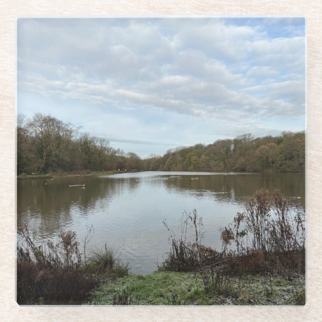 A peacful lake.. glass coaster (Front)