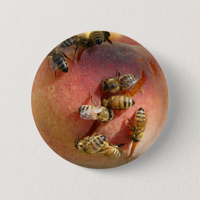 A Peach For The Bees 6 Cm Round Badge (Front)