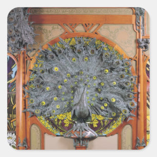 A peacock from the central panel of a mural square sticker