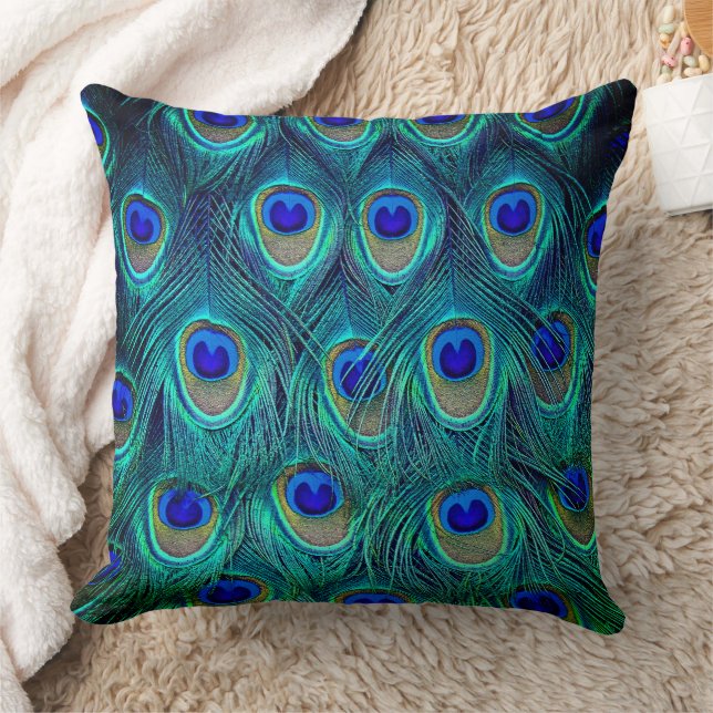 A Peacocks Beautiful Opened Feathers    Cushion (Blanket)