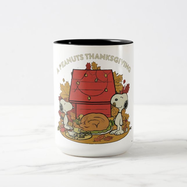 A Peanuts Thanksgiving Two-Tone Coffee Mug (Center)