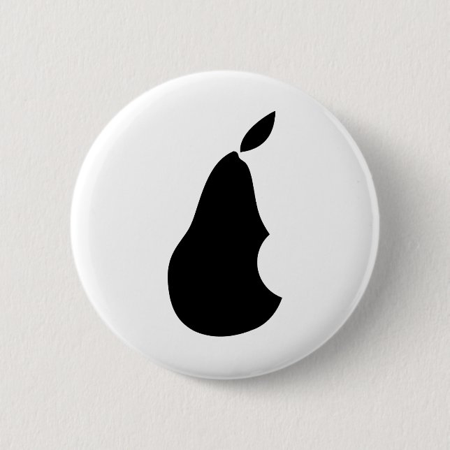 A pear with a bite! 6 cm round badge (Front)