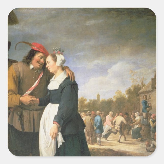 A Peasant Wedding, 1648 Square Sticker (Front)