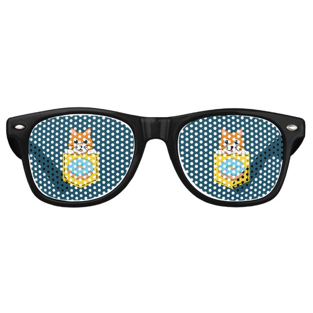 A Peeking Cat and a Blue Donut  Retro Sunglasses (Front)