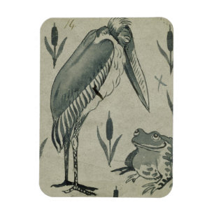 A Pelican and Frog in Conversation (w/c on paper) Magnet