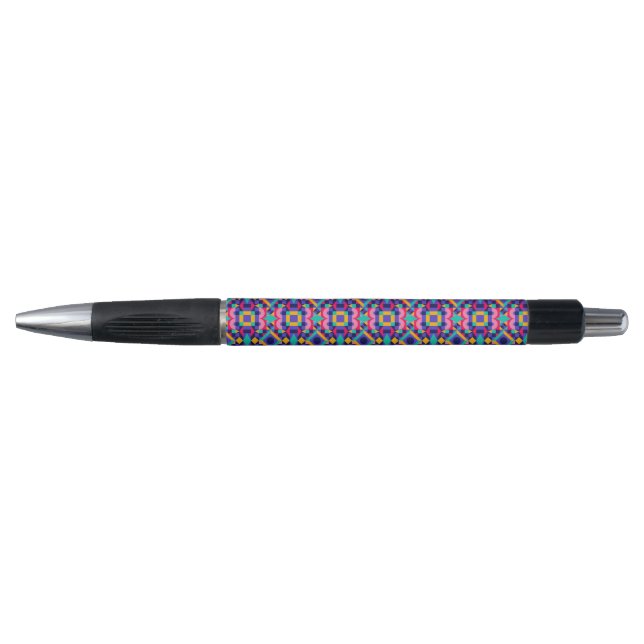 A pen with a colorful geometric pattern  (Front)