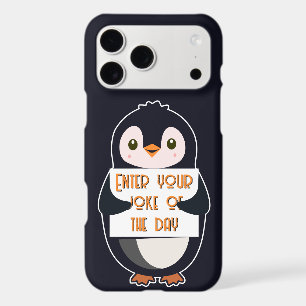 A penguin holding a sign with custom text