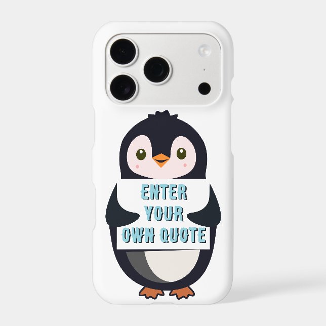 A penguin holding a sign with customisable text th (Back)
