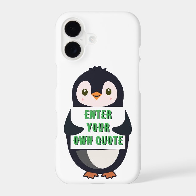 A penguin holding a sign with customisable text th (Back)