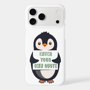 A penguin holding a sign with customisable text th
