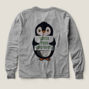 A penguin holding a sign with customizable text th