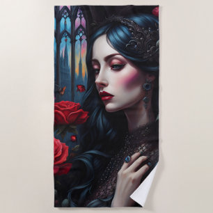 A pensive gothic beach towel