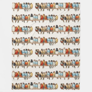 A Perch of Birds Vintage Finch Illustration, 1880 Fleece Blanket