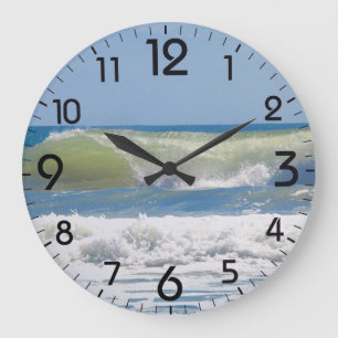A perfect beach wave large clock