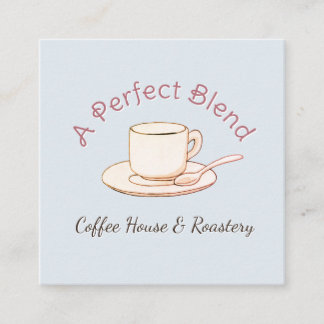 A Perfect Blend Café Elegant Minimalist Coffee Cup Square Business Card