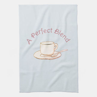 A Perfect Blend Elegant Cream Coffee Cup Tea Towel