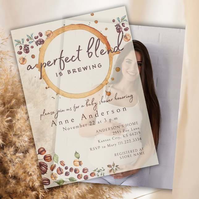  A Perfect Blend Is Brewing Coffee Baby Shower Vellum Invitations (Creator Uploaded)
