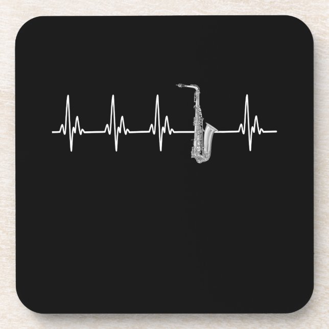 A perfect gift for any saxophone player, a EKG hea Coaster (Front)