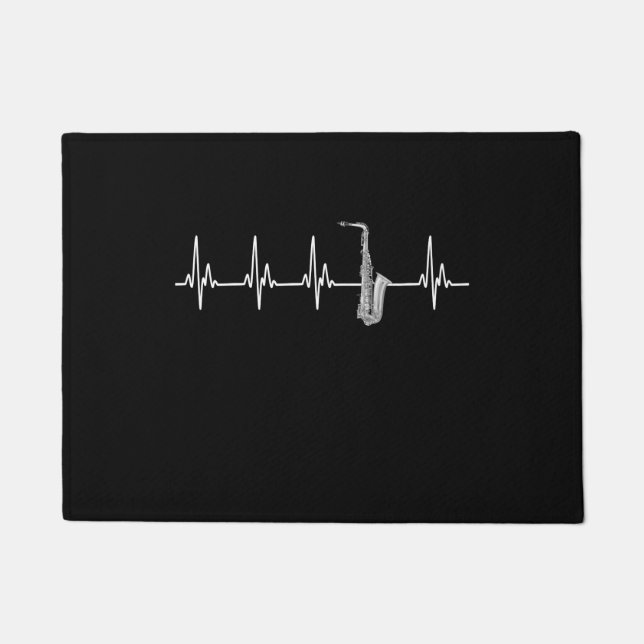 A perfect gift for any saxophone player, a EKG hea Doormat (Front)