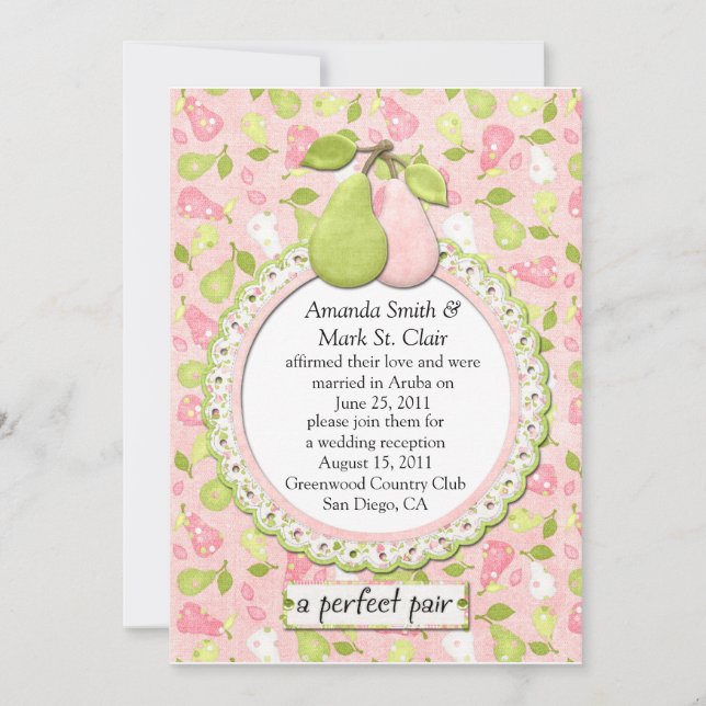 A Perfect Pair Post Wedding Invitation (Front)