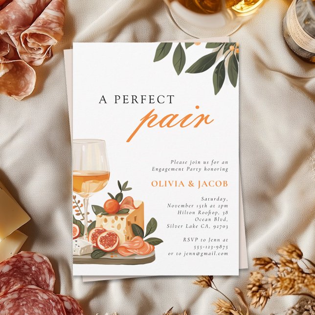 A Perfect Pair Wine & Cheese Engagement Party Invitation (Creator Uploaded)