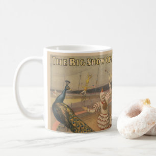 A Performing Zebu And Peacock With Clown Trainer Coffee Mug