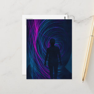 A person finds themselves lost in the algorithm Postcard