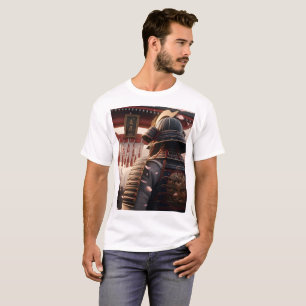 a person in a samurai suit stands in front of T-Shirt