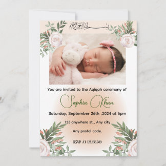 A Personalised design with peachy pink florals Invitation