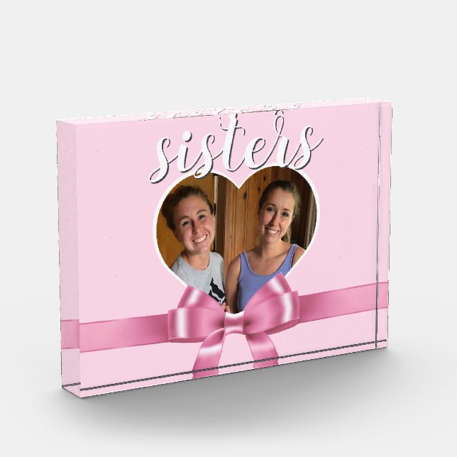 A personalised heart template - sisters photo block (Left)
