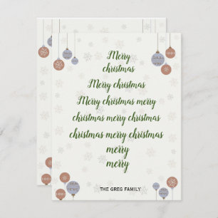 A personalised typography merry christmas card 
