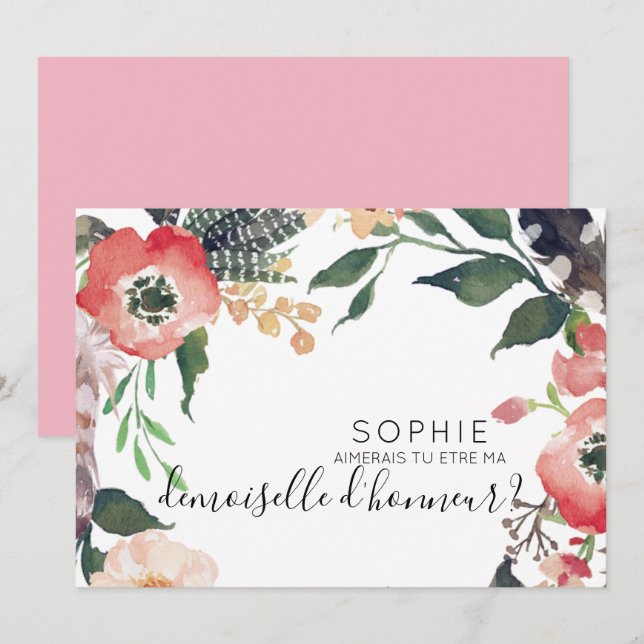 a personaliser invitation de demoiselle d'honneur (Front/Back)