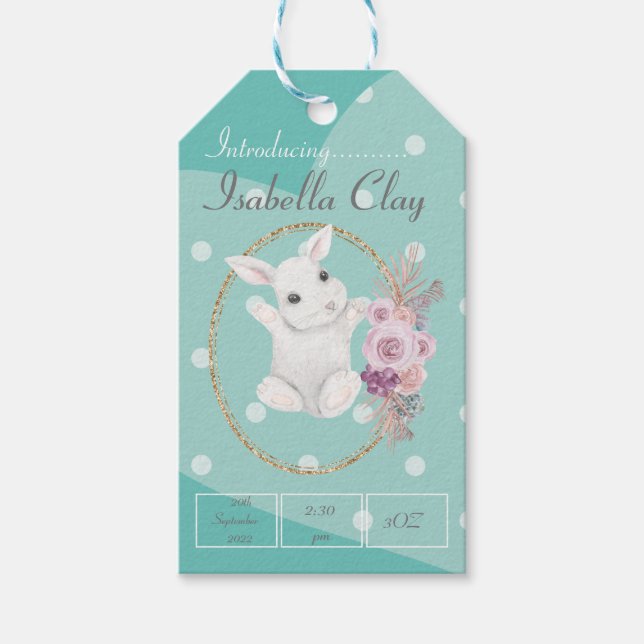 A PERSONALIZED BIRTH ANNOUNCEMENT GIFT TAG (Front)