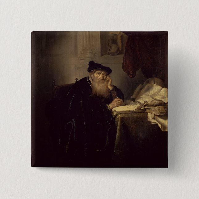 A Philosopher, 1635 (oil on panel) 15 Cm Square Badge (Front)