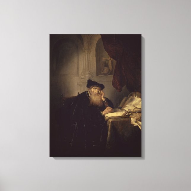 A Philosopher, 1635 (oil on panel) Canvas Print (Front)