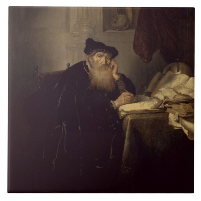 A Philosopher, 1635 (oil on panel) Tile (Front)