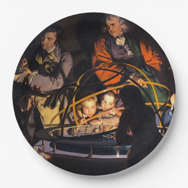 A Philosopher Lecturing on the Orrery Solar System Paper Plate (Front)