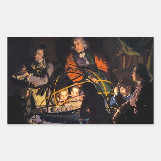 A Philosopher Lecturing on the Orrery Solar System Rectangular Sticker (Front)