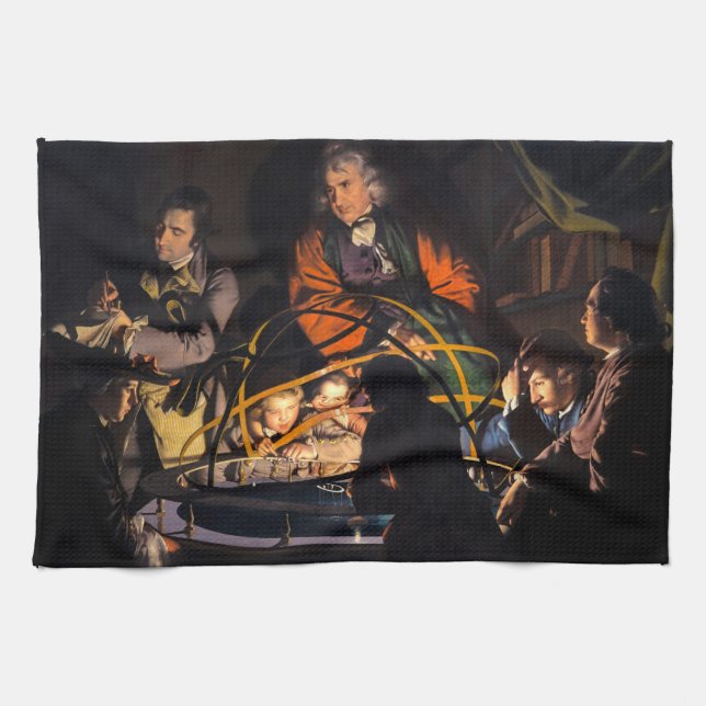 A Philosopher Lecturing on the Orrery Solar System Tea Towel (Horizontal)