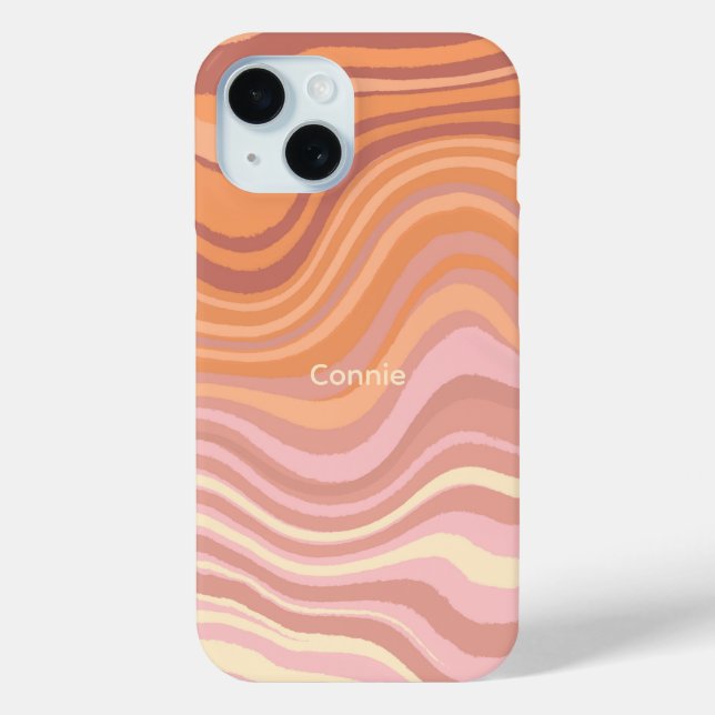 A phone case with sunset colours in waves. (Back)