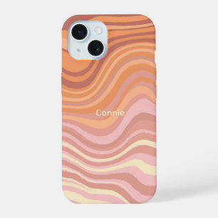 A phone case with sunset colours in waves.