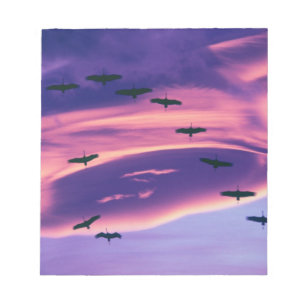 A photo composite of Sandhill cranes in flight Notepad