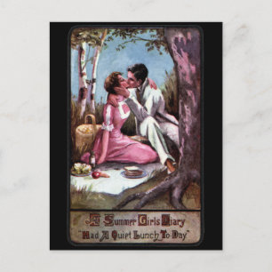 A Picnic and a Kiss Postcard