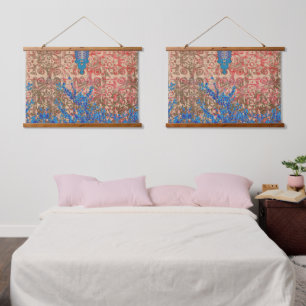 a picture of a blue and beige scarf hanging tapestry