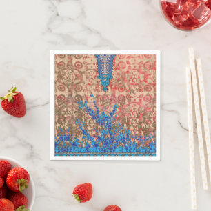 a picture of a blue and beige scarf napkin